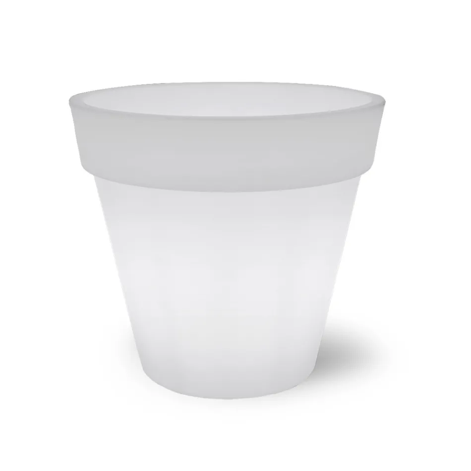 Vase lumineux pour extérieur en polyéthylène blanc fabriqué en Italie - Taralla Viadurini