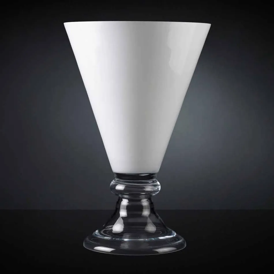 Vase d'intérieur moderne en verre blanc et transparent fabriqué en Italie - Romantique Viadurini