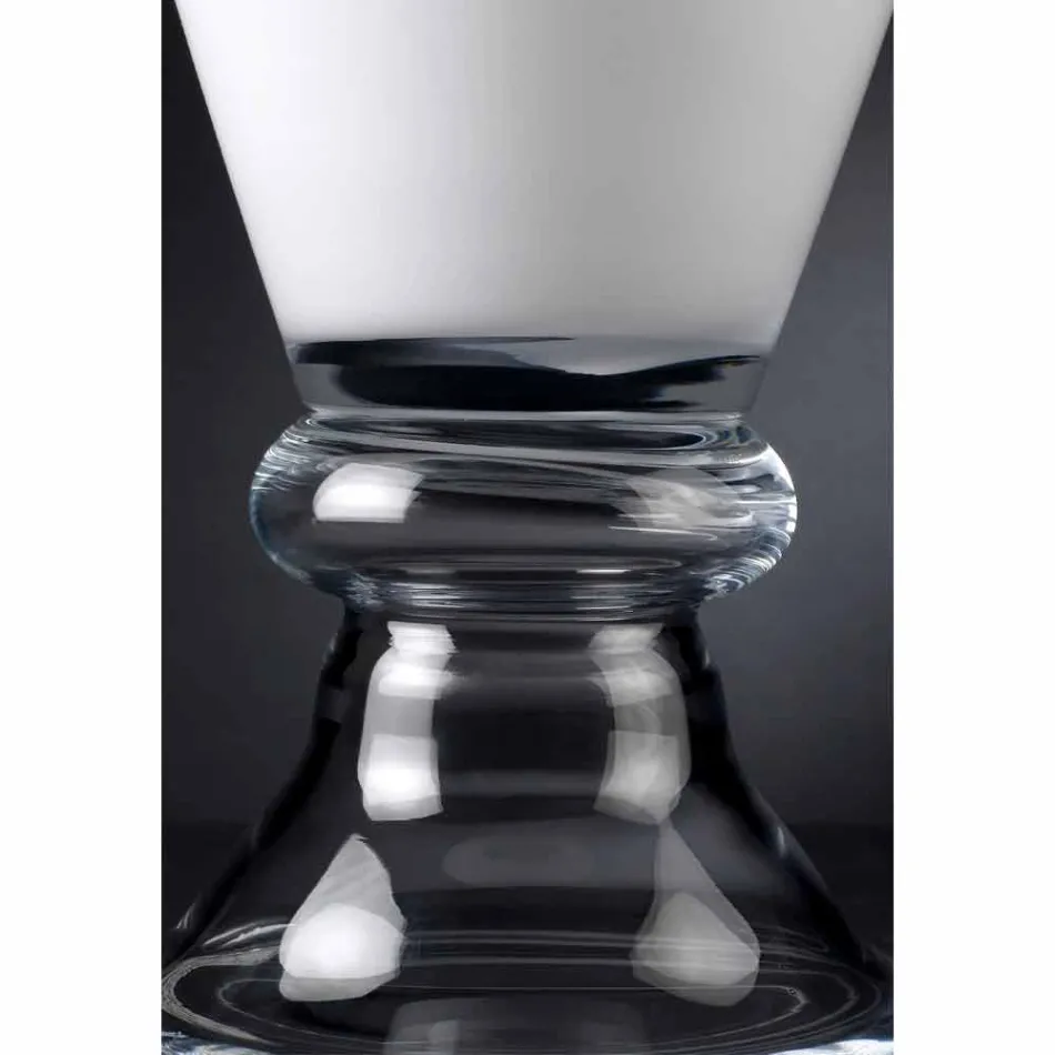 Vase d'intérieur moderne en verre blanc et transparent fabriqué en Italie - Romantique Viadurini