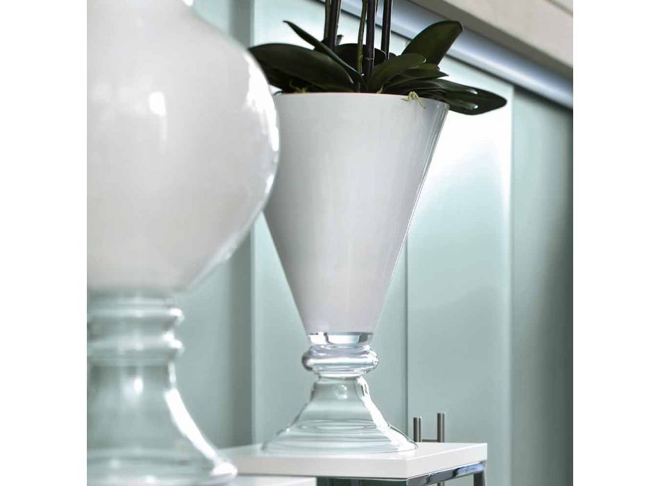 Vase d'intérieur moderne en verre blanc et transparent fabriqué en Italie - Romantique Viadurini