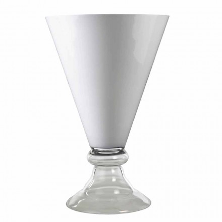 Vase d'intérieur moderne en verre blanc et transparent fabriqué en Italie - Romantique Viadurini