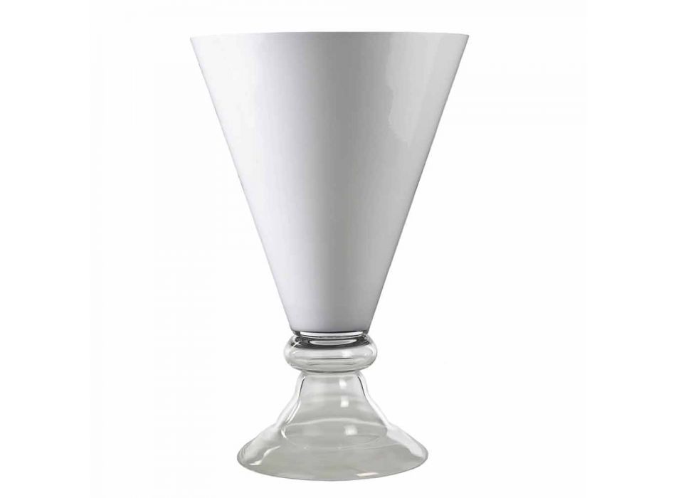 Vase d'intérieur moderne en verre blanc et transparent fabriqué en Italie - Romantique Viadurini