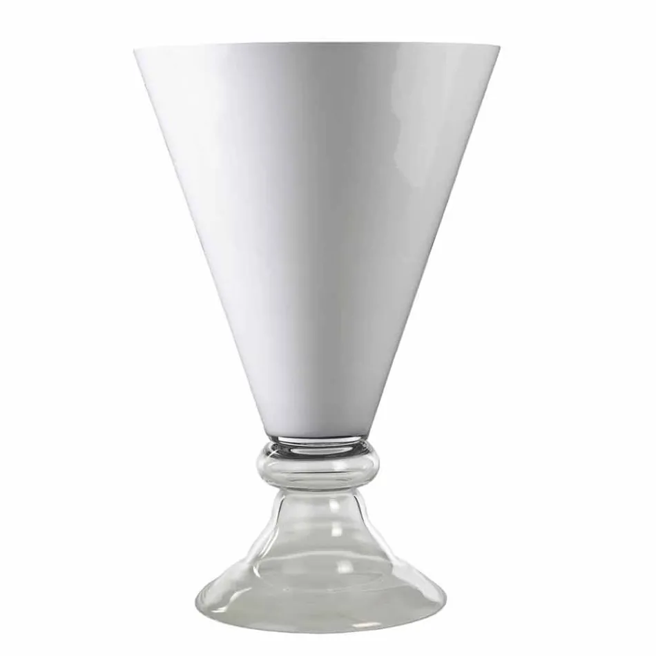 Vase d'intérieur moderne en verre blanc et transparent fabriqué en Italie - Romantique Viadurini