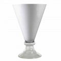 Vase d'intérieur moderne en verre blanc et transparent fabriqué en Italie - Romantique