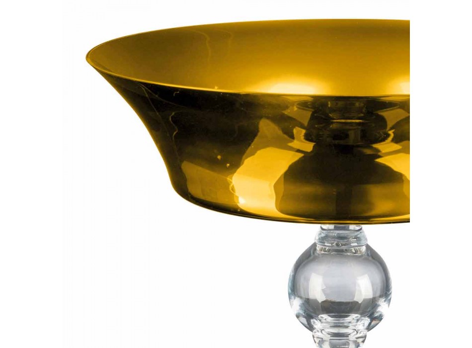 Vase Ornemental en Or et Verre Soufflé Transparent Fabriqué en Italie - Delfino Viadurini