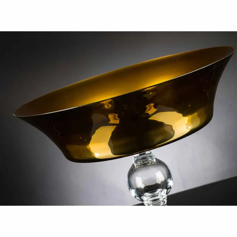 Vase Ornemental en Or et Verre Soufflé Transparent Fabriqué en Italie - Delfino Viadurini