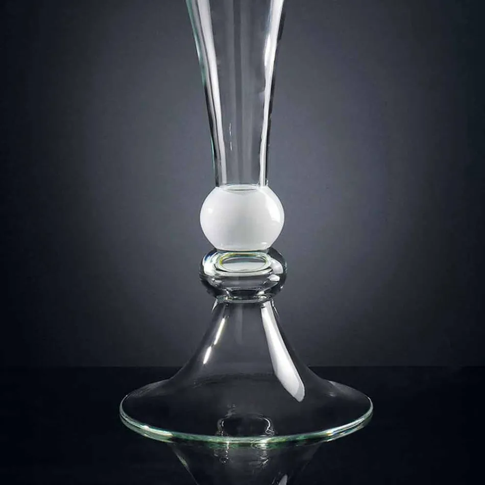 Vase ornemental en verre transparent avec sphère blanche fabriqué en Italie - Vanissa Viadurini