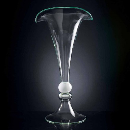 Vase ornemental en verre transparent avec sphère blanche fabriqué en Italie - Vanissa Viadurini
