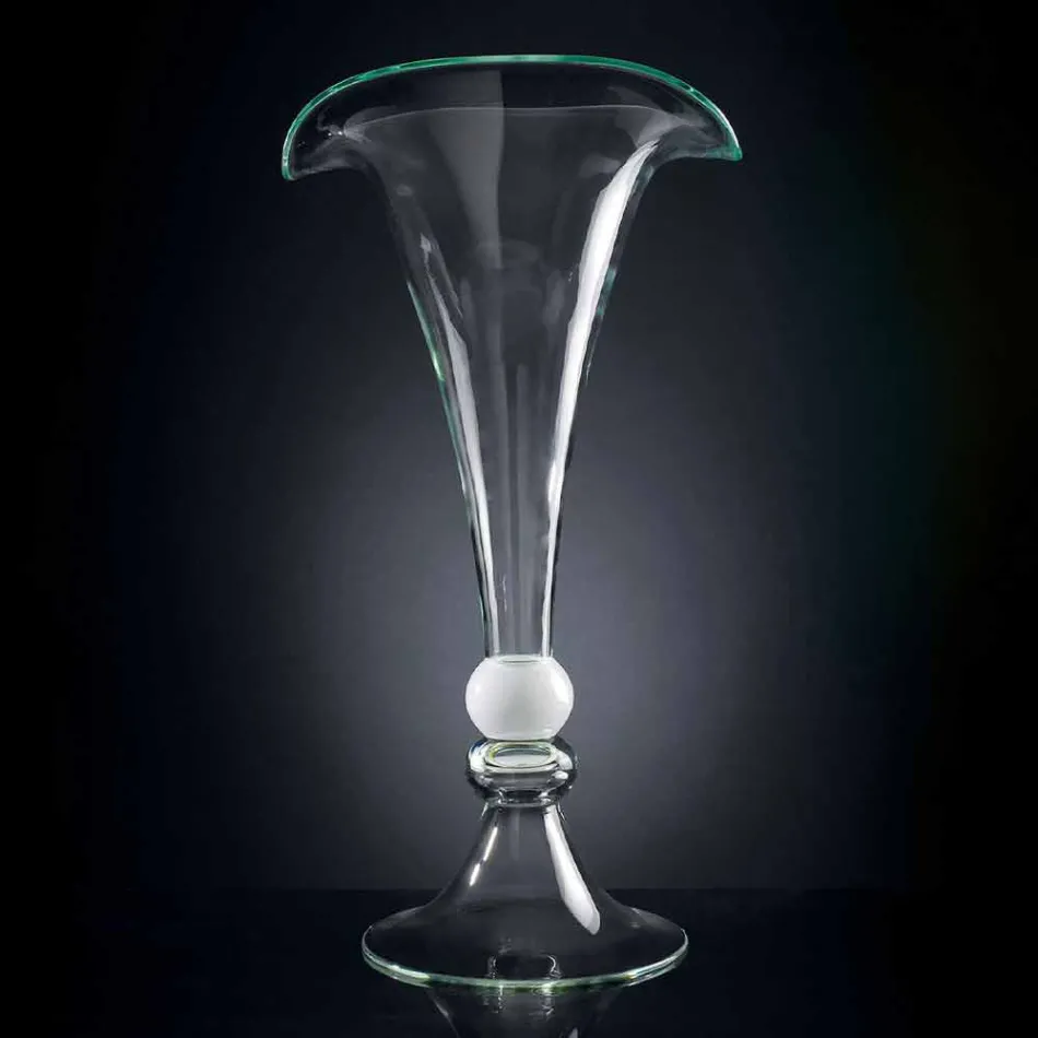 Vase ornemental en verre transparent avec sphère blanche fabriqué en Italie - Vanissa Viadurini