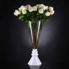 Vase à Fleurs en Verre Blanc et Transparent Fabriqué en Italie - Aramis Viadurini