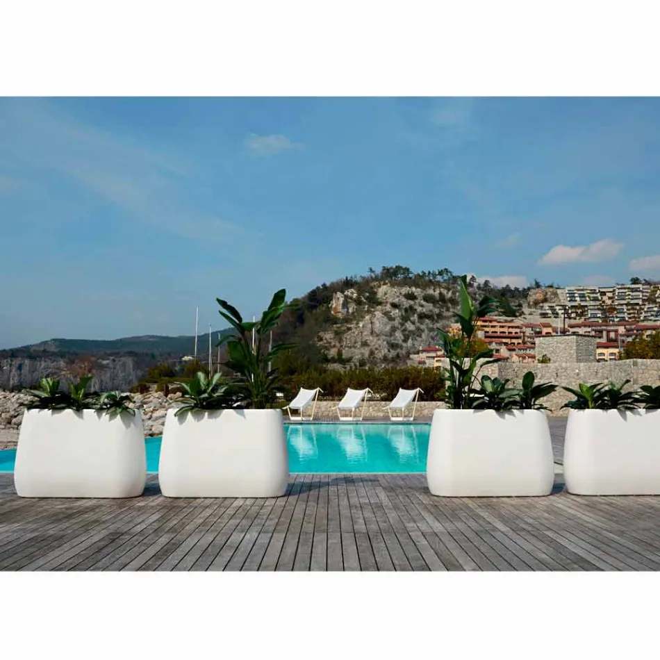 Vase d'intérieur ou d'extérieur design blanc en trois tailles, 2 pièces - Pandora par Myyour Viadurini