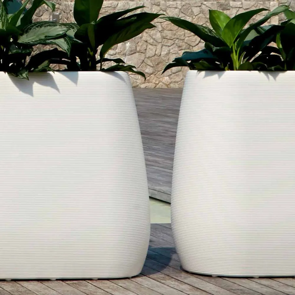 Vase d'intérieur ou d'extérieur design blanc en trois tailles, 2 pièces - Pandora par Myyour Viadurini