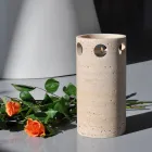 Vase/Bougeoir Cylindrique en Marbre Satiné Fabriqué en Italie - Shoyo Viadurini