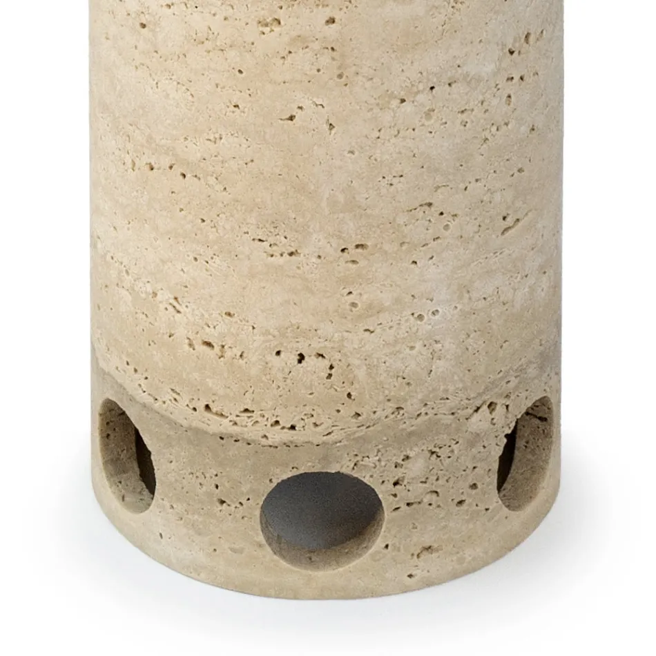 Vase/Bougeoir Cylindrique en Marbre Satiné Fabriqué en Italie - Shoyo Viadurini