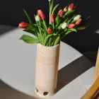 Vase/Bougeoir Cylindrique en Marbre Satiné Fabriqué en Italie - Shoyo Viadurini