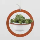 Vase à fleurs à suspendre en acier et céramique fabriqué en Italie - Leotta Viadurini