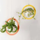 Vase à fleurs à suspendre en acier et céramique fabriqué en Italie - Leotta Viadurini