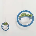 Vase à fleurs à suspendre en acier et céramique fabriqué en Italie - Leotta Viadurini