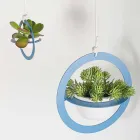 Vase à fleurs à suspendre en acier et céramique fabriqué en Italie - Leotta Viadurini