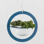 Vase à fleurs à suspendre en acier et céramique fabriqué en Italie - Leotta Viadurini