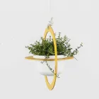 Vase à fleurs à suspendre en acier et céramique fabriqué en Italie - Leotta Viadurini