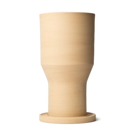 Vase à fleurs artisanal avec soucoupe en terre cuite Made in Italy - Pita Viadurini
