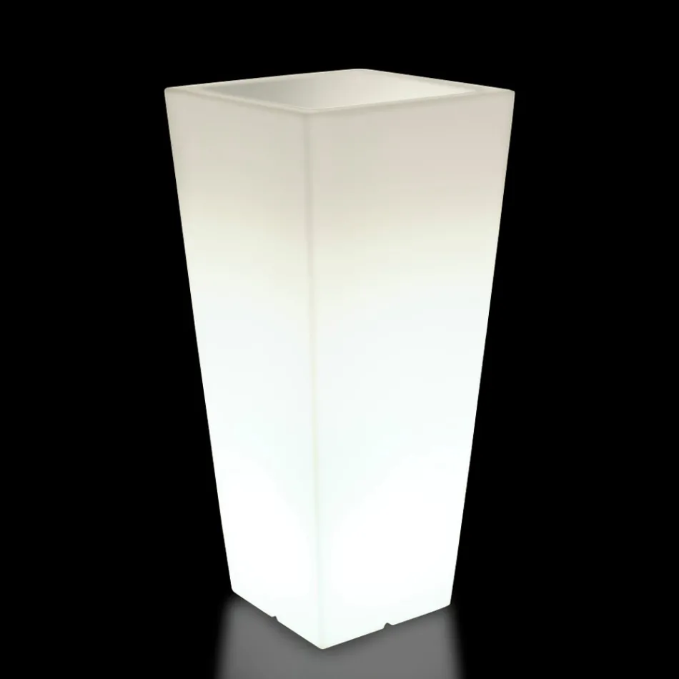 Vase de jardin carré de couleur fluo avec lumière Made in Italy - Avanas Viadurini
