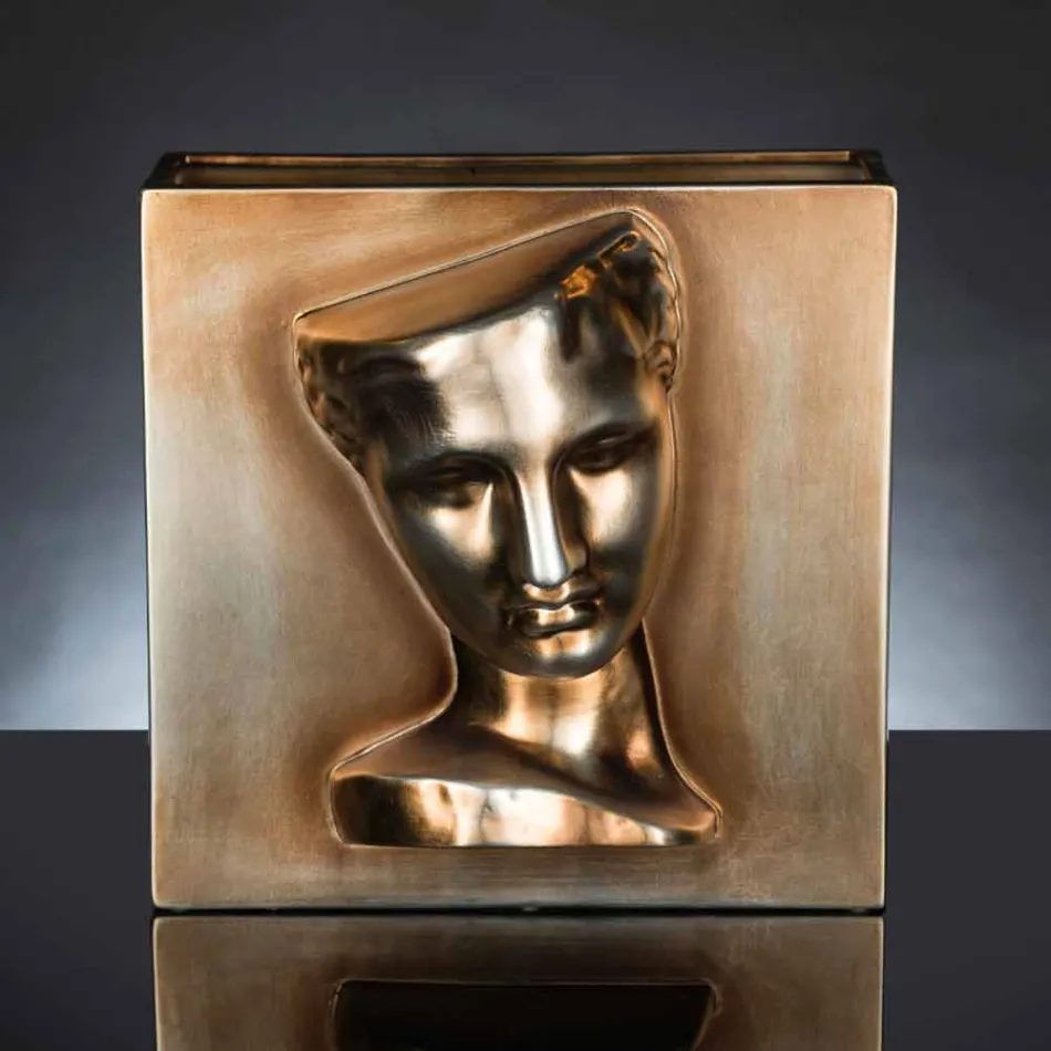 Vase Rectangulaire Moderne en Céramique Colorée Fabriqué à la Main en Italie - Lucas Viadurini