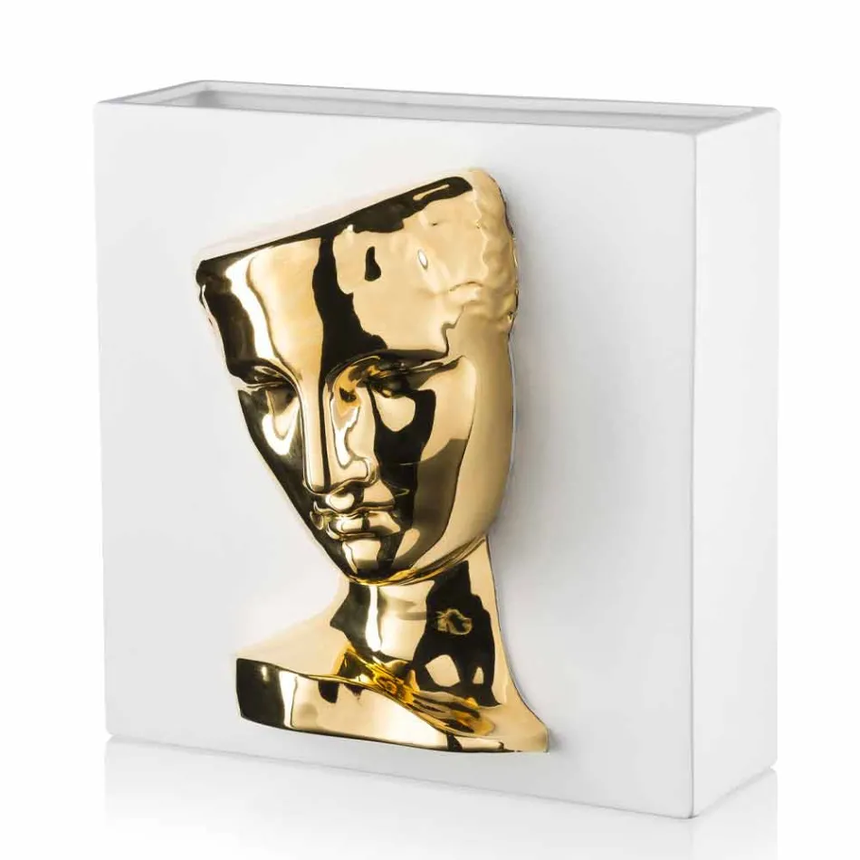 Vase Rectangulaire Moderne en Céramique Colorée Fabriqué à la Main en Italie - Lucas Viadurini