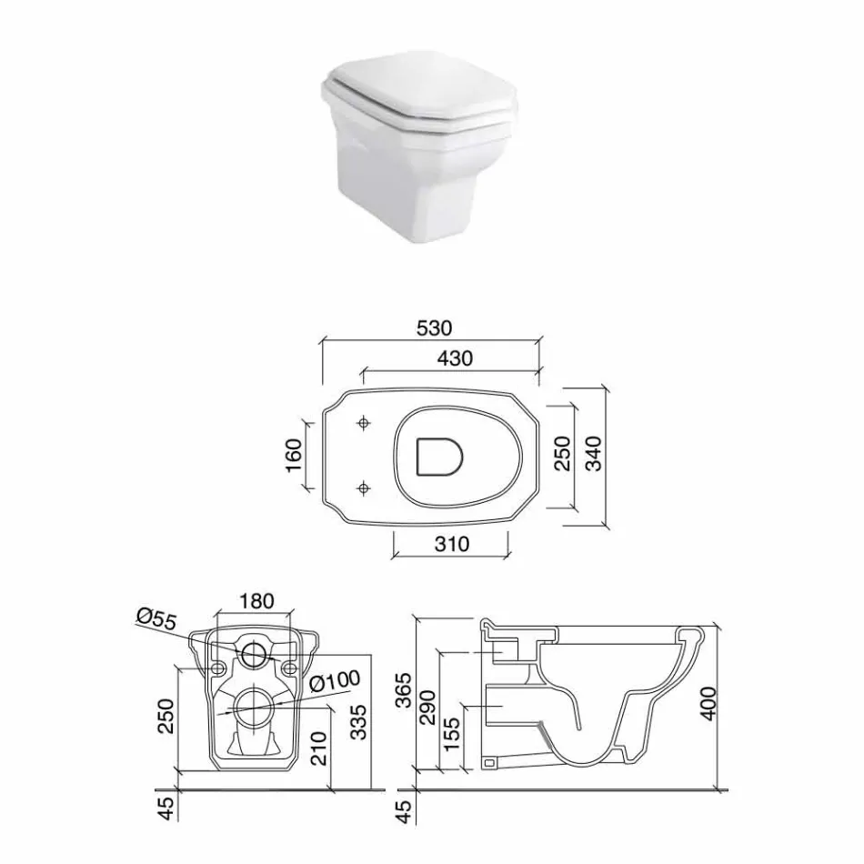 Vase suspendu en céramique blanche de style classique, fabriqué en Italie - Nausica Viadurini