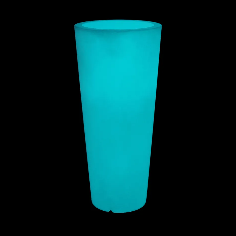 Vase de jardin rond de couleur fluo avec lumière Made in Italy - Avanas Viadurini