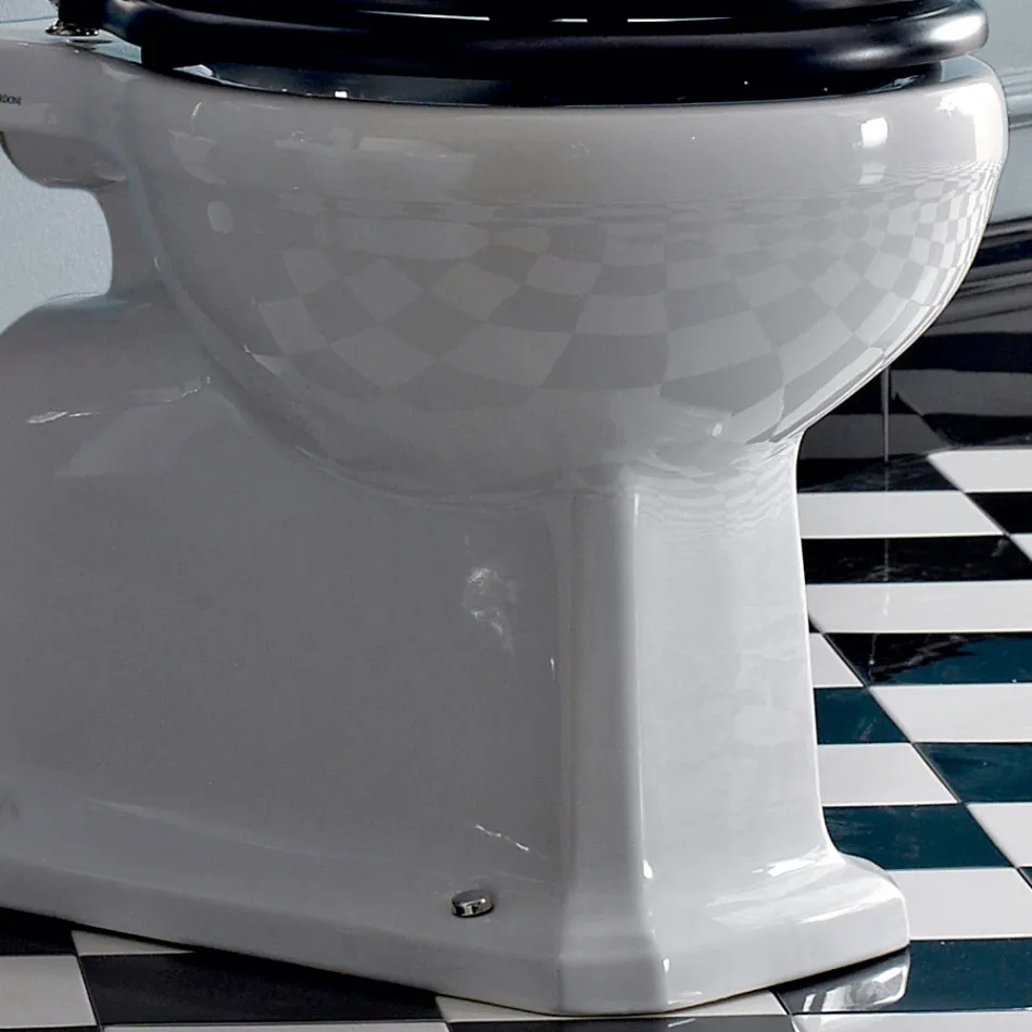 WC au sol avec cassette céramique et siège noir Made in Italy - Marwa Viadurini