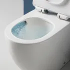 Toilettes Aralia blanches en céramique, à montage sur pied et à effet cyclonique, avec siège à fermeture amortie Viadurini