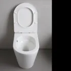 Toilettes sur pied avec abattant fin à fermeture ralentie en céramique blanche - Salice Viadurini