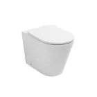 Toilettes sur pied avec abattant fin à fermeture ralentie en céramique blanche - Salice Viadurini