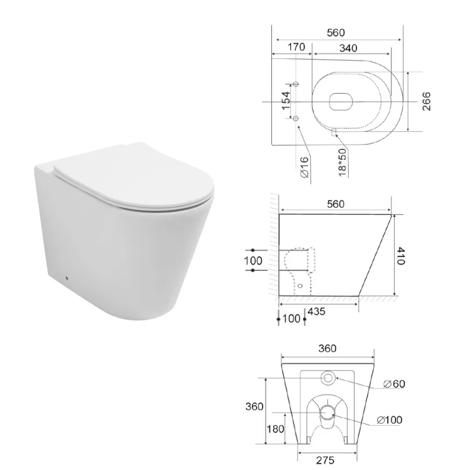 Toilettes sur pied avec abattant fin à fermeture ralentie en céramique blanche - Salice Viadurini