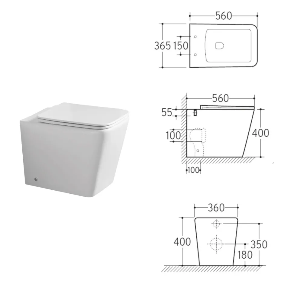 WC suspendu avec abattant en céramique à fermeture ralentie et design moderne - Giunco Viadurini