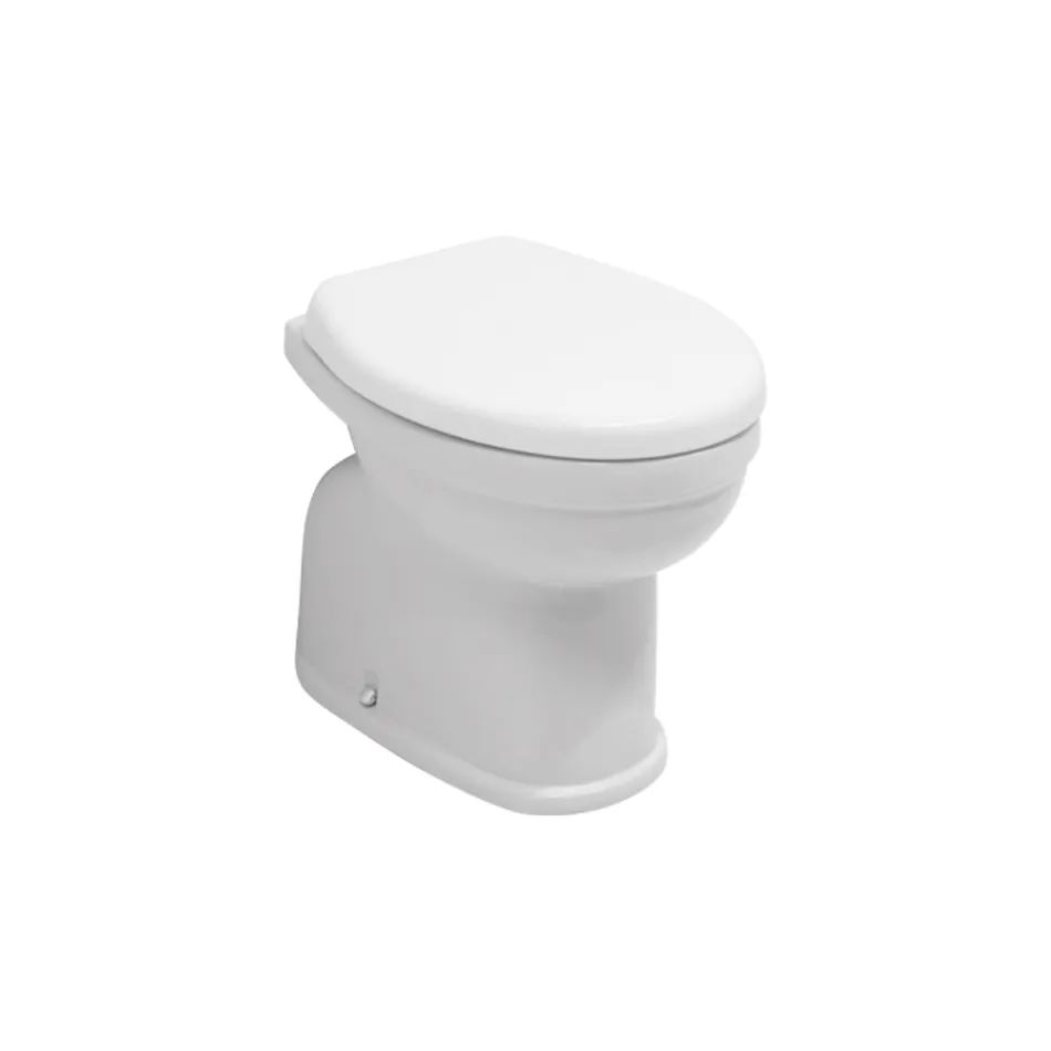 WC sur pied moderne en céramique blanche avec abattant en polyester - Silice Viadurini