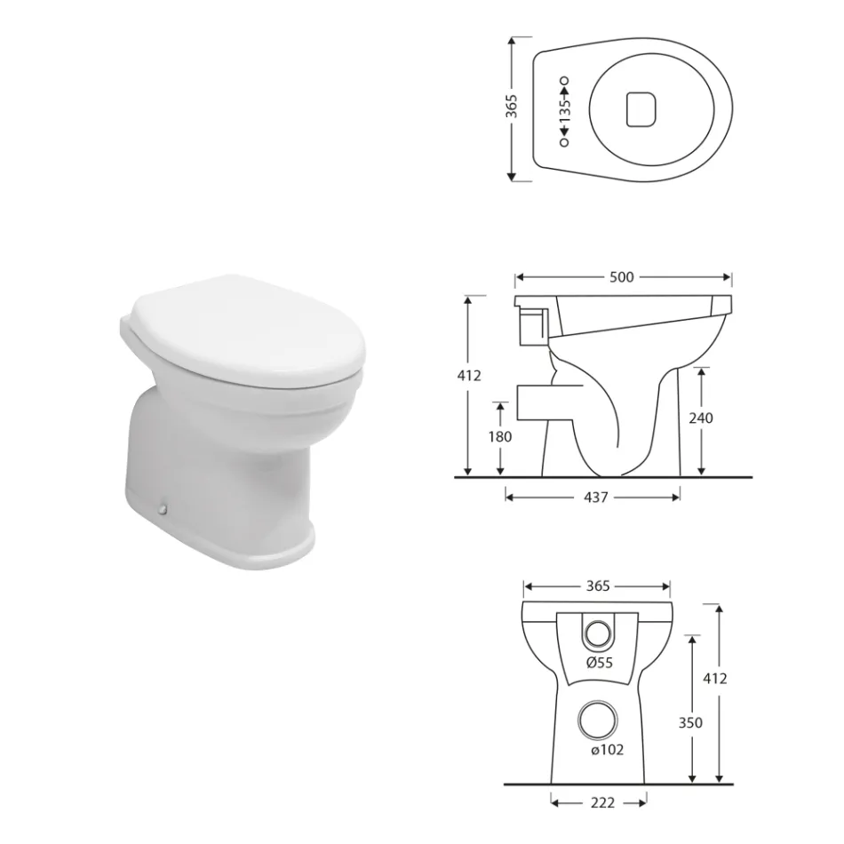 WC sur pied moderne en céramique blanche avec abattant en polyester - Silice Viadurini