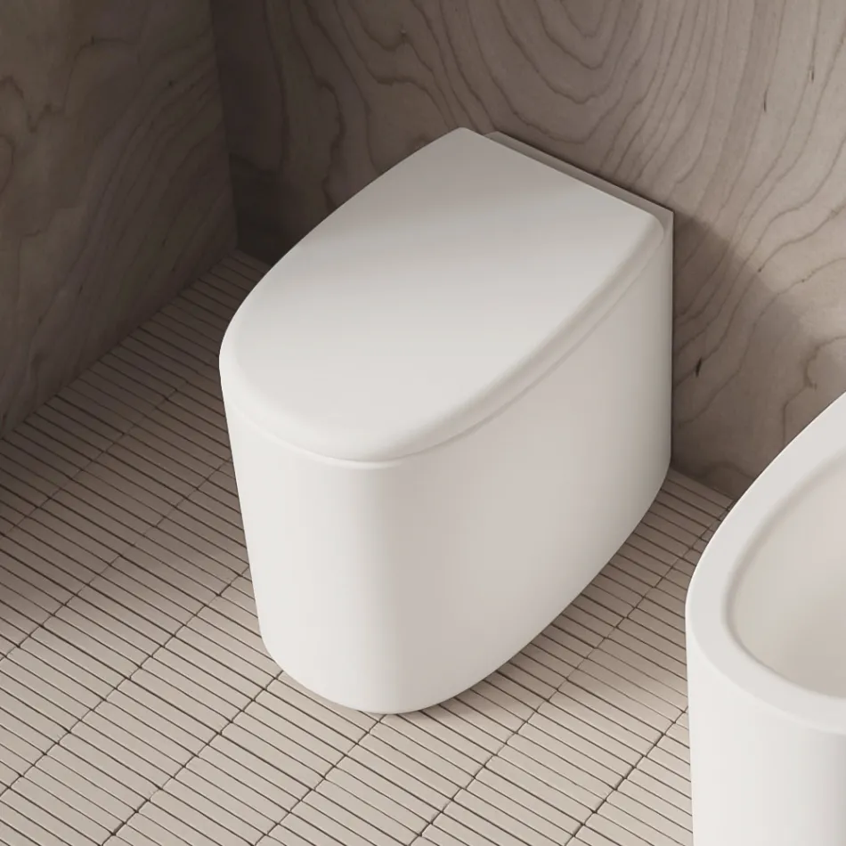 Cuvette de WC sur pied en céramique de différentes couleurs, fabriquée en Italie - Fille Viadurini