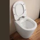 WC suspendu sans bride avec abattant à fermeture amortie en céramique blanche - Genévrier   Viadurini