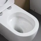 WC suspendu avec abattant à fermeture ralentie en céramique blanche - Elm Viadurini
