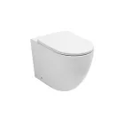 WC suspendu avec abattant à fermeture ralentie en céramique blanche - Elm Viadurini