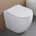 WC suspendu avec abattant à fermeture ralentie en céramique blanche - Elm