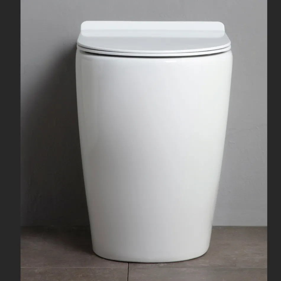 Toilettes en céramique Oleander avec chasse d'eau coulissante et siège à fermeture amortie Viadurini