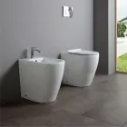 Toilettes en céramique Oleander avec bonde coulissante et siège à fermeture amortie Viadurini