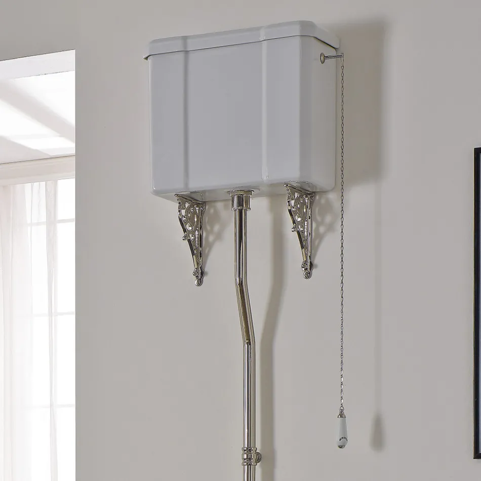 Vase de sol en céramique blanche avec siège noir fabriqué en Italie - Nausica Viadurini