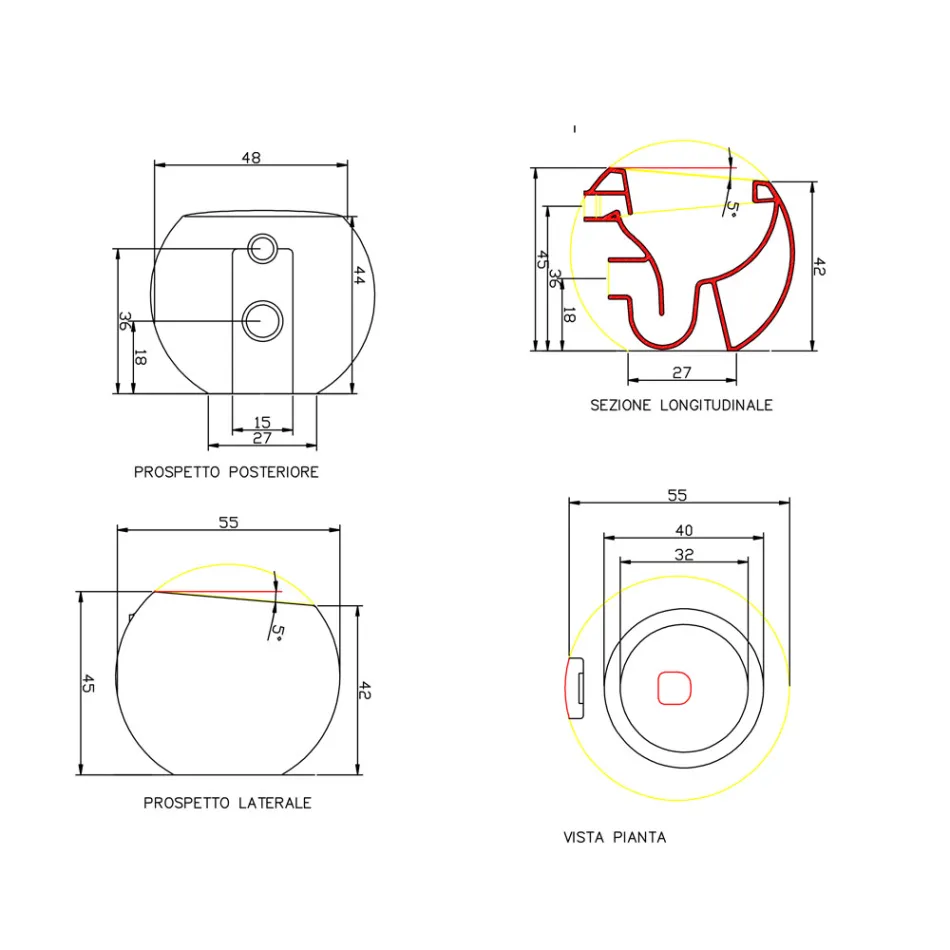 Vase de toilette sphérique design en céramique Made in Italy, Fanna Viadurini