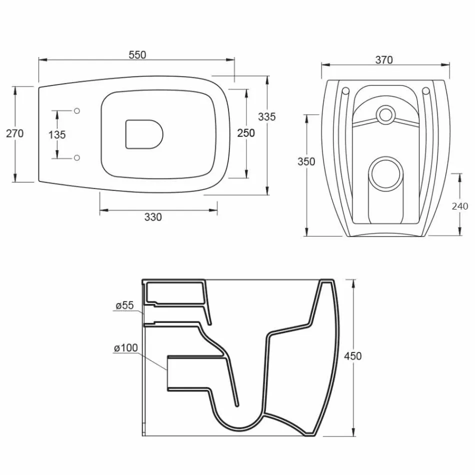 Vase de toilette en céramique blanche au design moderne Gais, fabriqué en Italie Viadurini