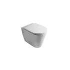 Cuvette de toilette moderne en céramique blanche Sun Round 57x37 cm fabriquée en Italie Viadurini